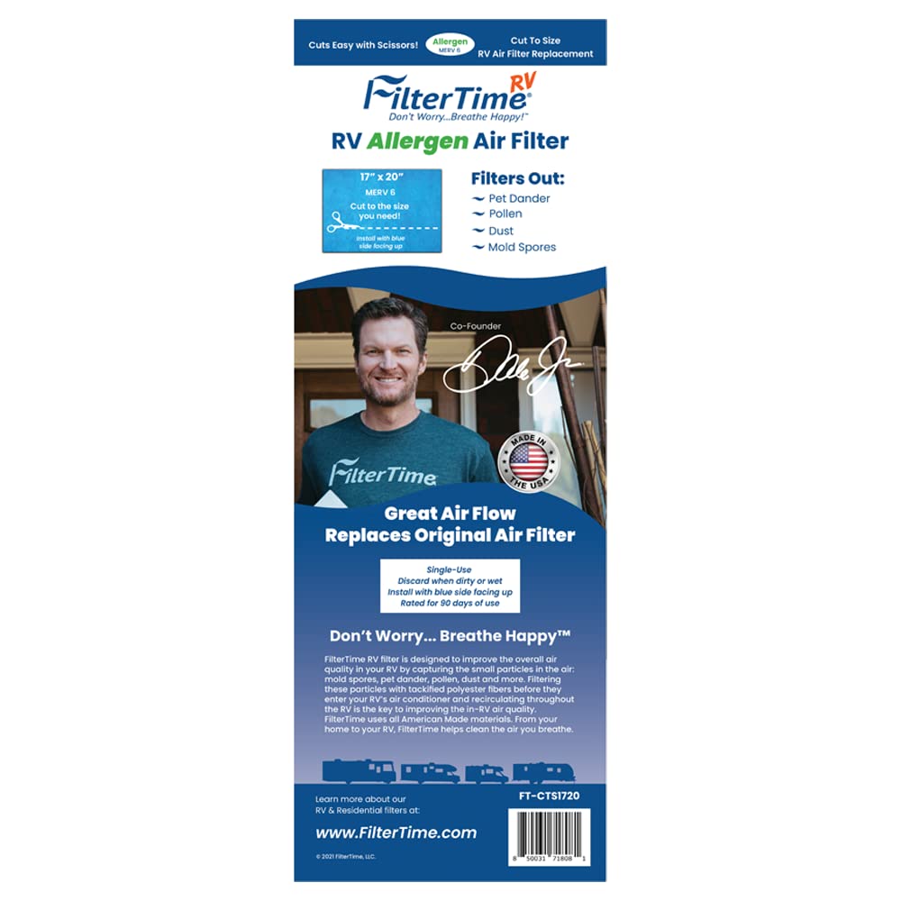FilterTime RV, Cut To Size RV Air Filter, 17''x20'' Cut To Fit AC Filter Replacement, MERV 6 Replaces Original Standard Air Filt