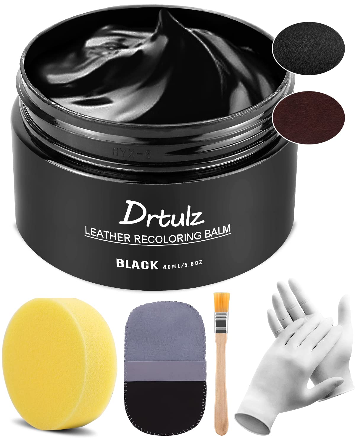 Drtulz Black Leather Recoloring Balm, Leather Color Restorer Conditioner, Leather Repair Kits For Vinyl Furniture, Sofa, Car Sea