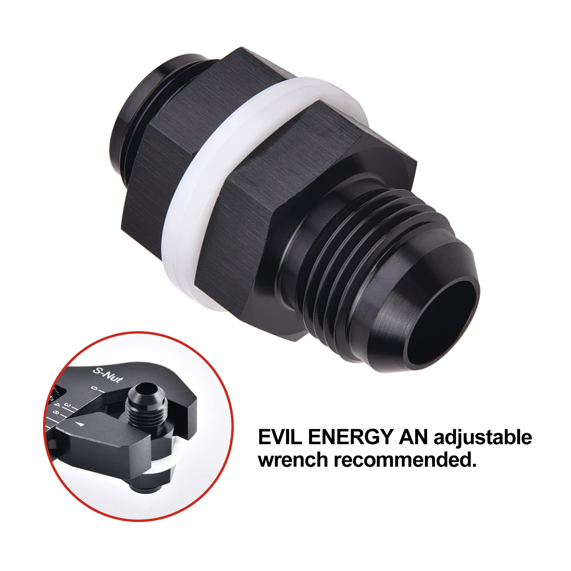 Evil Energy Male 10An Bulkhead Fuel Cell Fitting Adapter Aluminum Straight