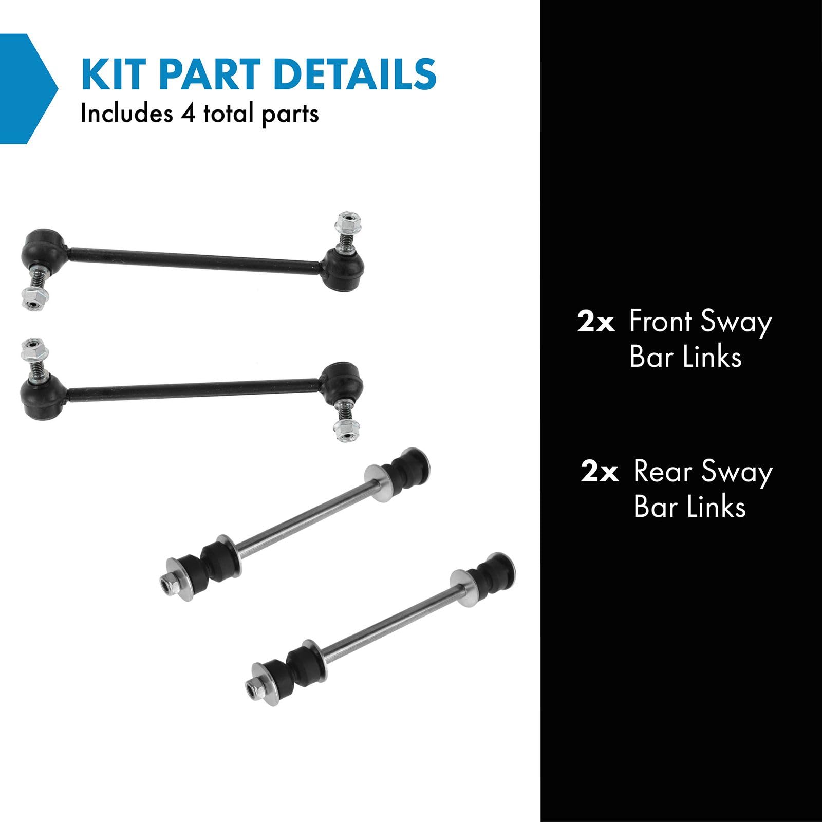 Trq Front & Rear Sway Bar Stabilizer Link Set Compatible With 1996-2007 Ford Taurus 1996-2005 Mercury Sable
