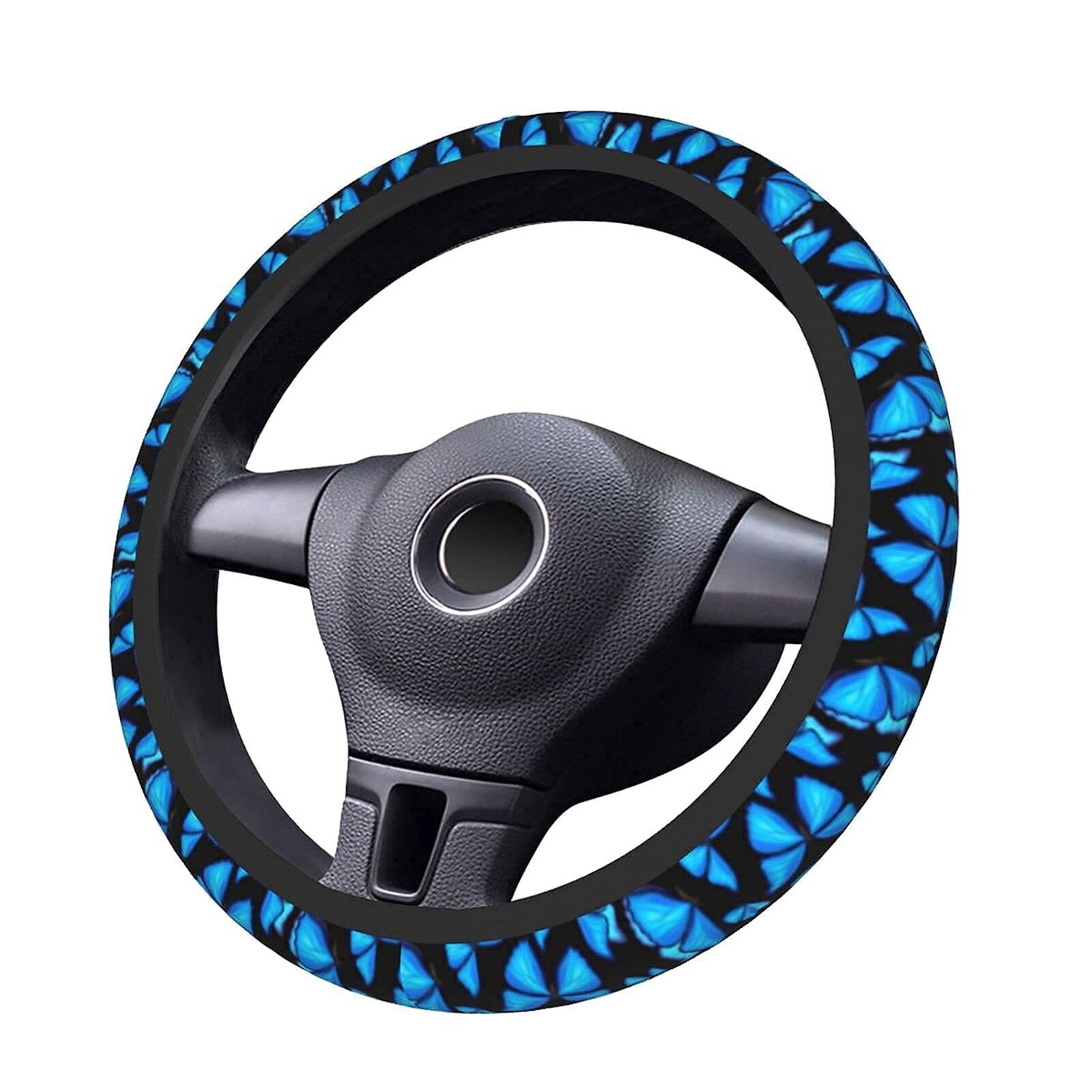 Blue Butterfly Steering Wheel Covers Non Slip Neoprene Steering Wheel Protector Universal 15 Inch For Women Men