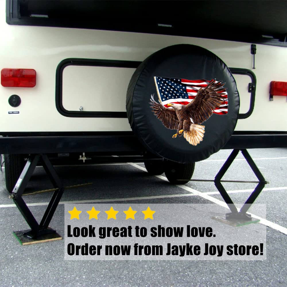 Spare Tire Cover, Wheel Cover With American Eagle Usa Flag Pvc Leather Waterproof Dust-Proof Universal Fit For Jeep Trailer Rv S