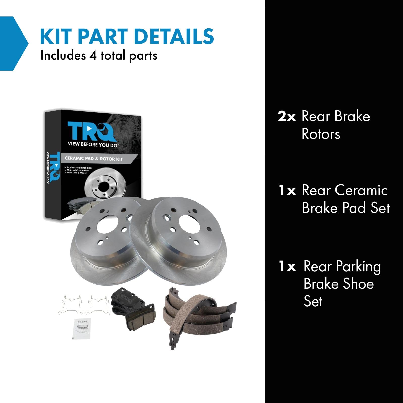 Trq Rear Ceramic Brake Pad & Rotor Kit Compatible With 2006-2013 Lexus Is250