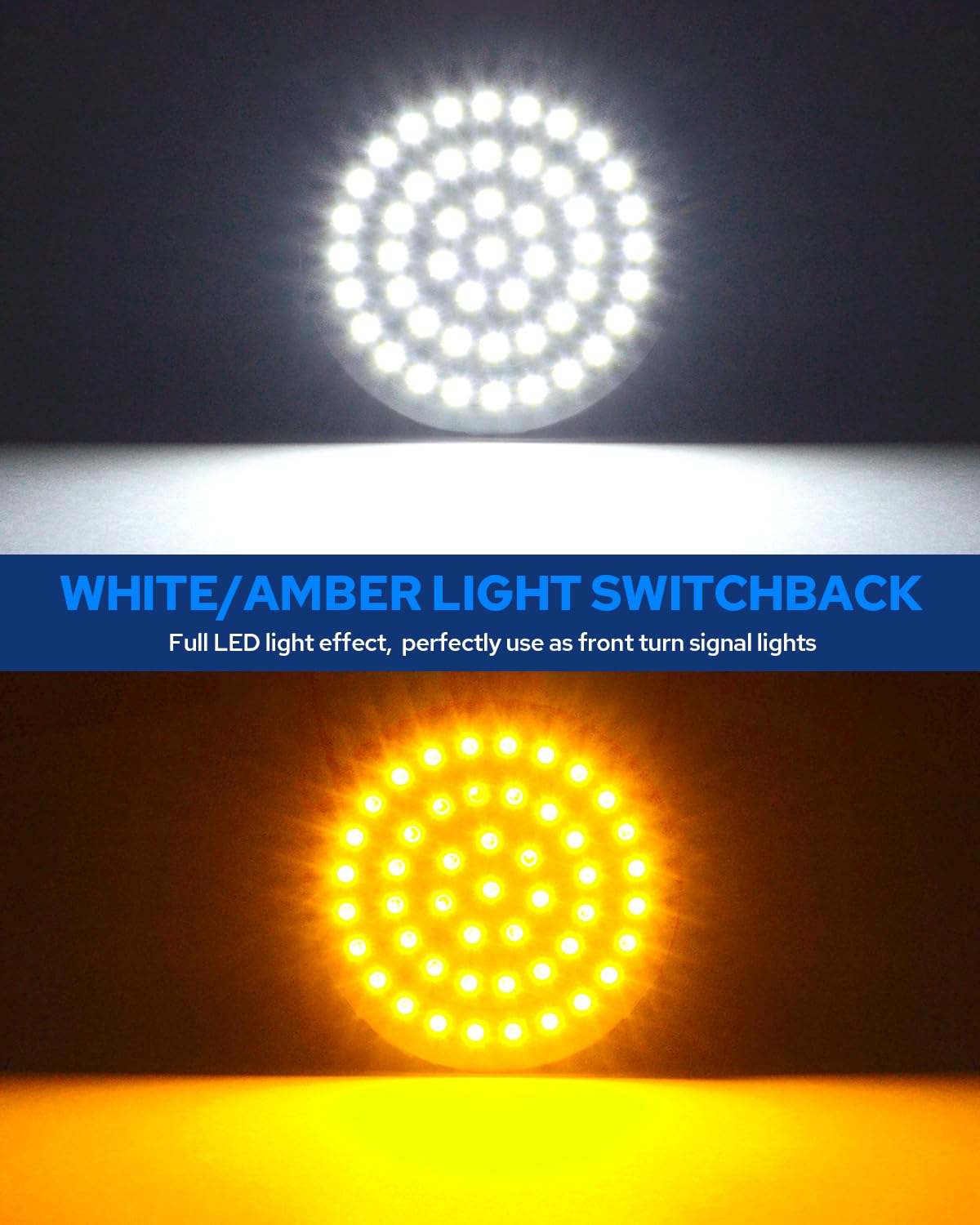 Benlari New 1157 LED Motorcycle Front Turn Signals Bulbs 2 Inch Bullet Lights with Smoked Lens Covers Fit for Harley Davidson To