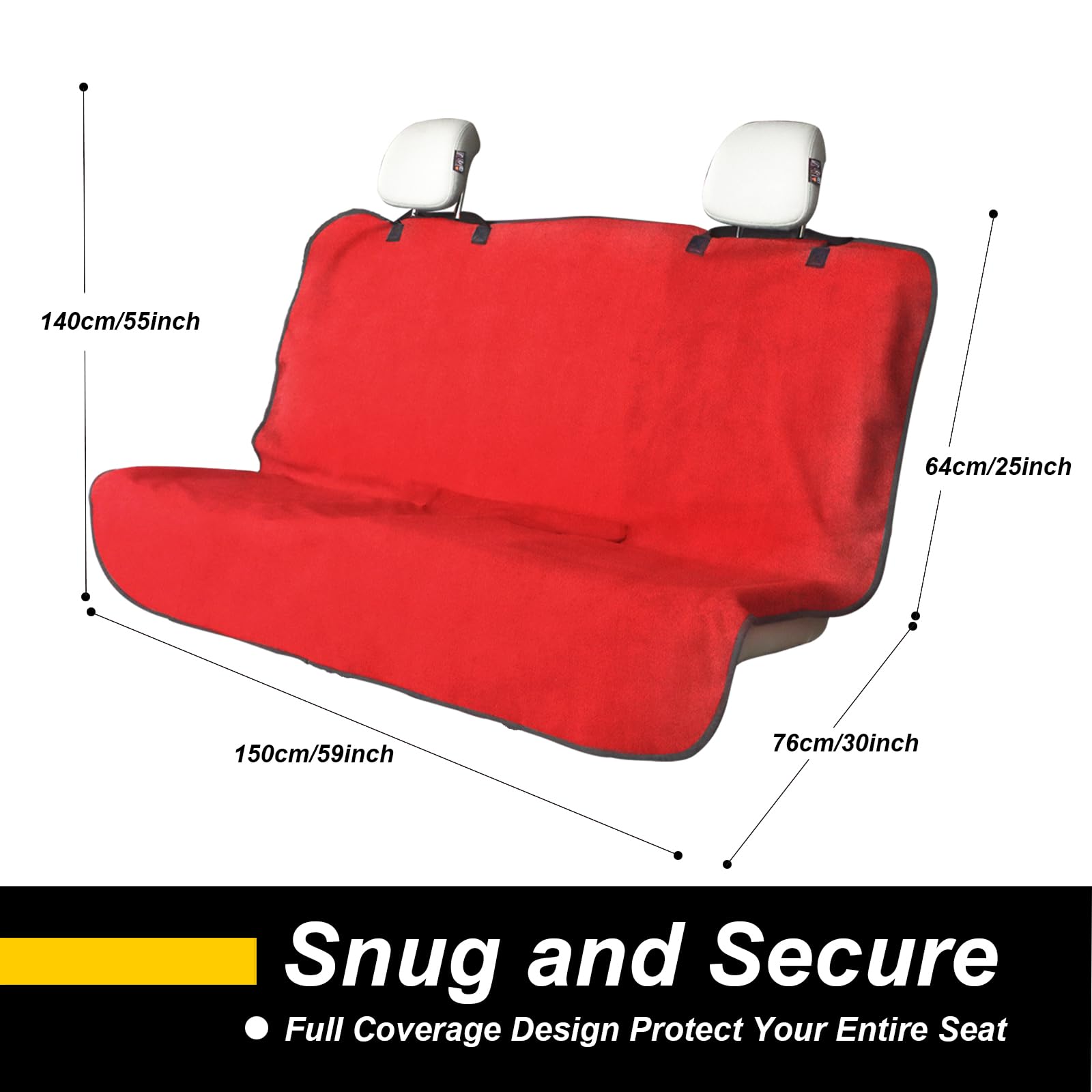 LoyaGour Back Seat Cover for Car Trucks Van SUV,Waterproof Rear Bench Towel Seat Covers for Dogs and Kids,Automotive Backseat Pr