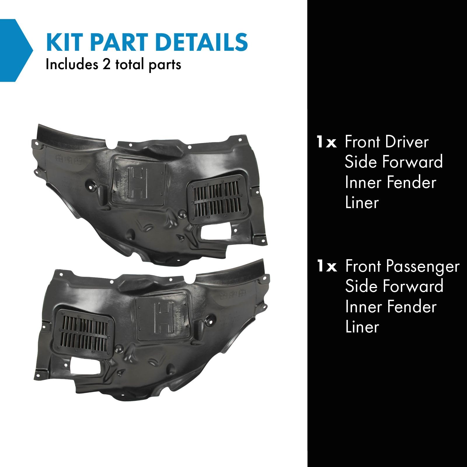 Trq Front Inner Fender Liner Set Compatible With 2013-2016 Bmw 320I 2014-2015 328D Xdrive 328I 328I Xdrive 2013-2015 335I Active