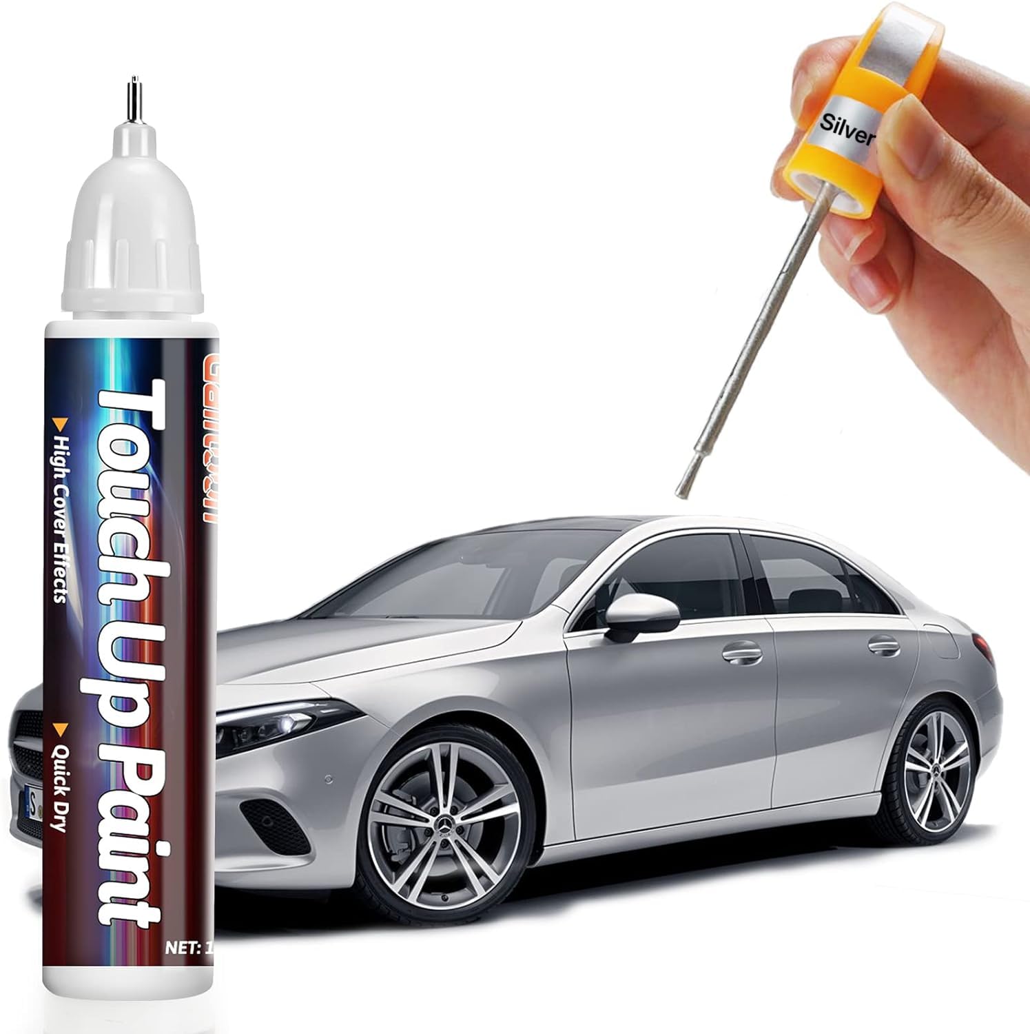 Silver Touch Up Paint Pen For Cars, Car Paint Scratch Repair, Two-In-One Car Touch Up Paint Fill Paint Pen, Quick & Easy Solutio