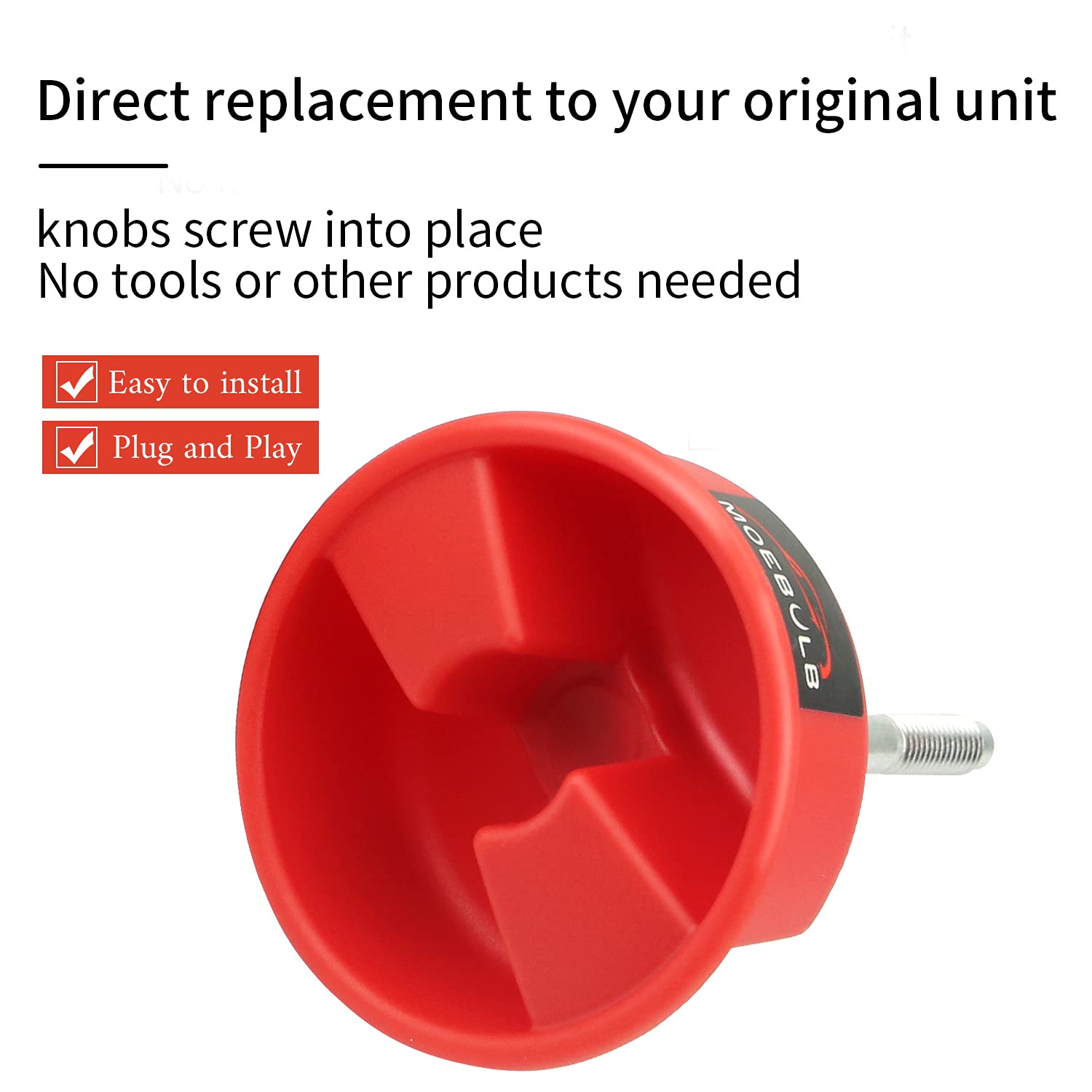 Moebulb Hardtop Top Hard Panel Mounting Screw Knob 2Pcs Compatible With Jeep Wrangler Jk 2Dr And Unlimited 4Dr 2007-2019(Red)