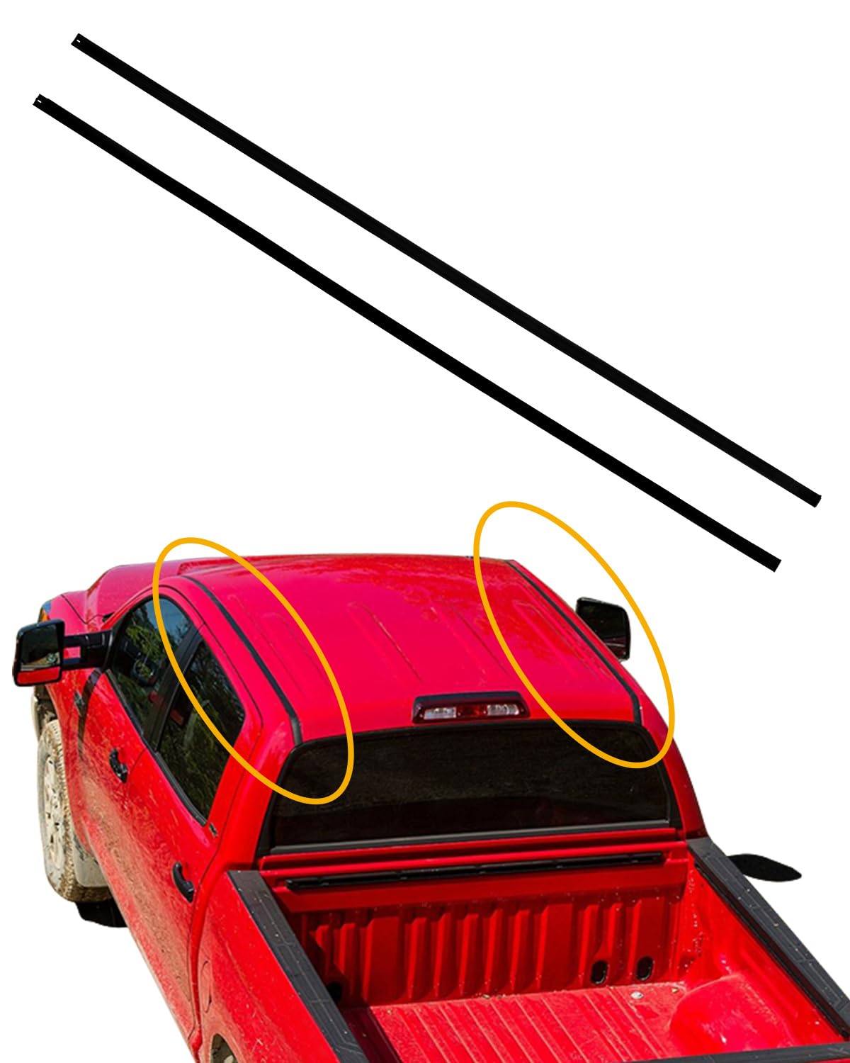 Roof Trim Molding (Pair), Roof Weatherstripping Seal, Compatible with 2007-2021 Toyota Tundra Crewmax 4 Doors (only), Replaces# 