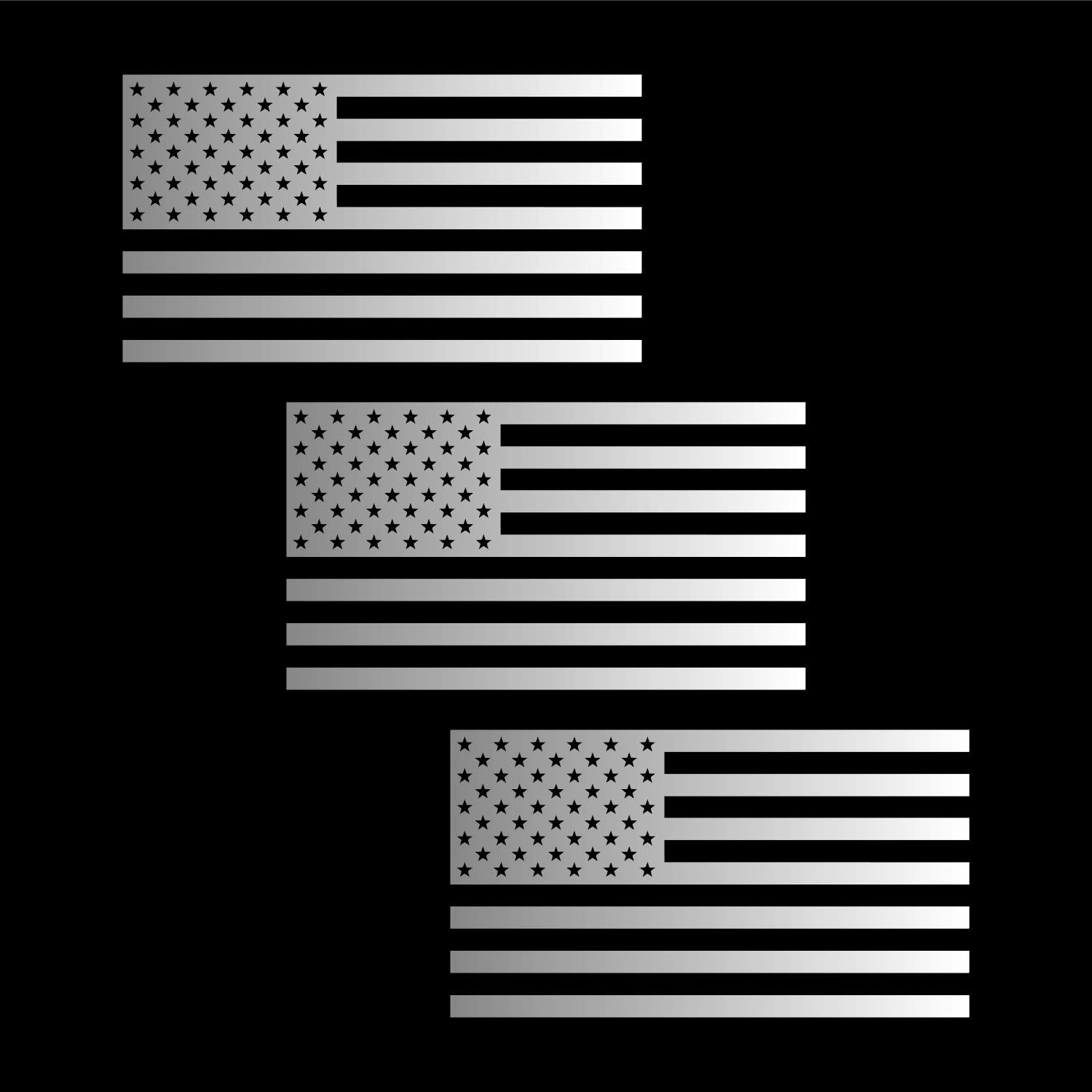 American Us Flag [Pick Color/Size] Vinyl Decal Sticker For Laptop/Car/Truck/Window/Bumper (7.5In X 4.2In [3-Pack], Gloss Metalli