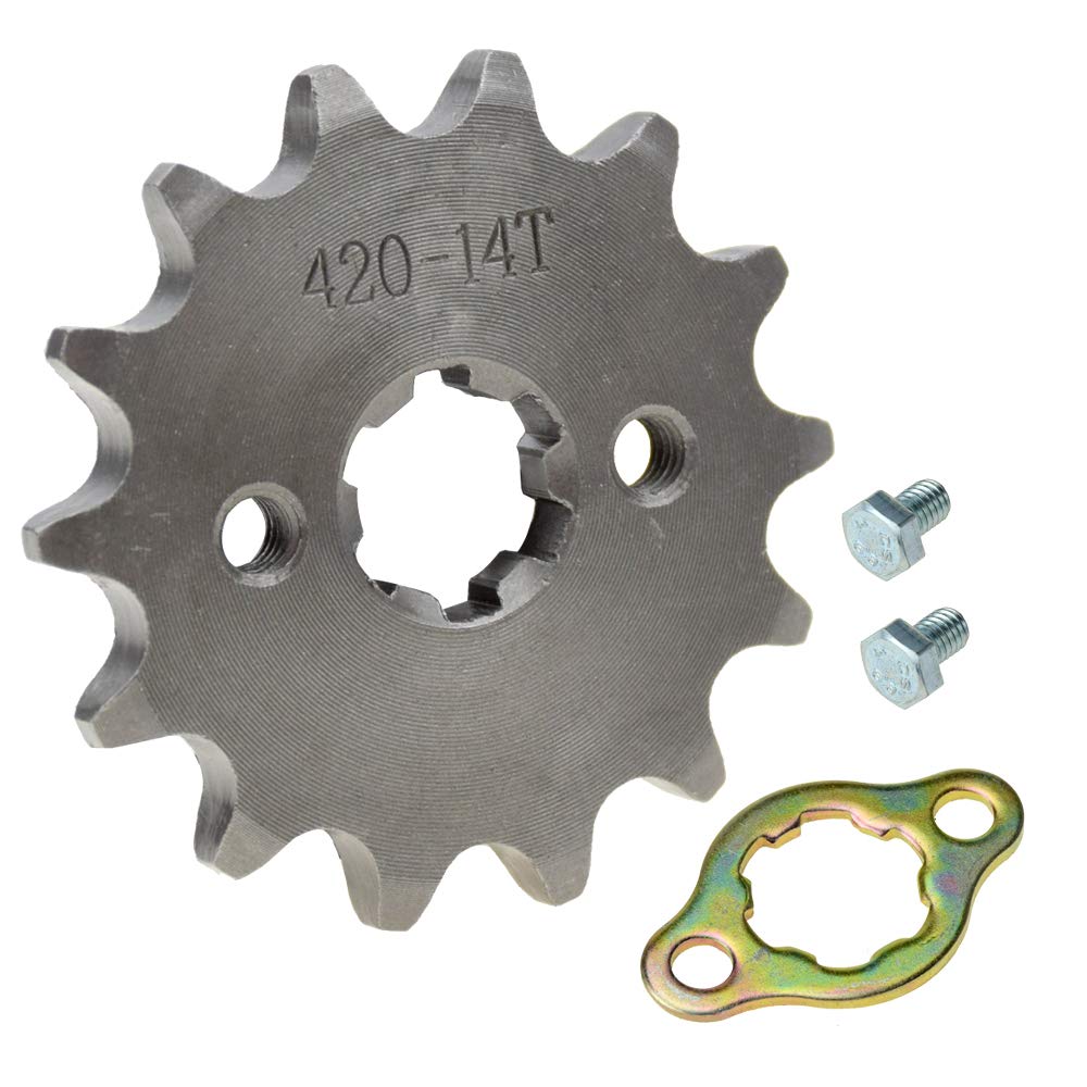 Hiaors 420 14T 17Mm Motorcycle Front Engine Sprocket For 50Cc 70Cc 110Cc 125Cc 140Cc 160Cc Z50 Ct70 Speed Mini Bike Taotao Roketa Coolster Sunl Lifan Chinese Atv Quad Dirt Bike