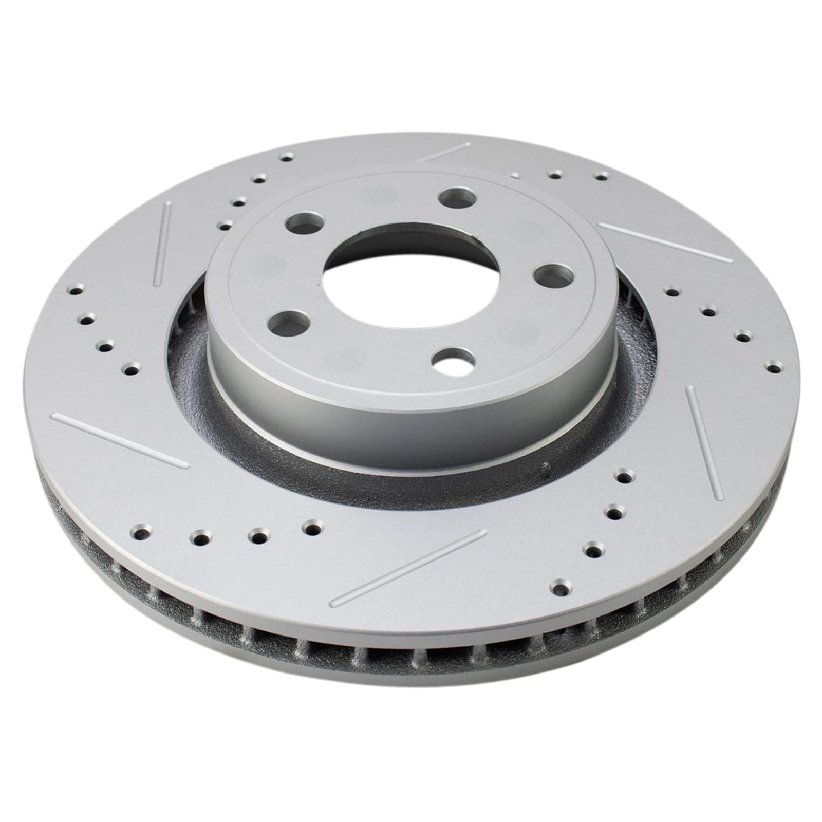 Trq Front Performance Brake Rotors Set Premium G-Coated Cross Drilled & Slotted Compatible With 2015-2020 Ford Mustang