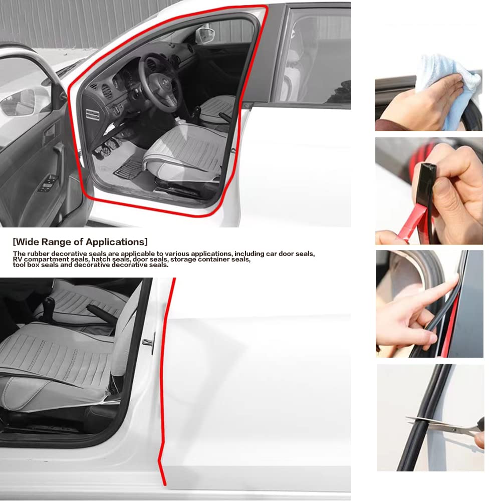 65.6 Ft Car Seal Strip,Car Weather Stripping For Car Window And Door, Universal Self Adhesive Auto Rubber Weather Draft Seal Strip,B-Shaped Rubber Seal Strip For Car, Truck, Pickups, Boats, And Rvs