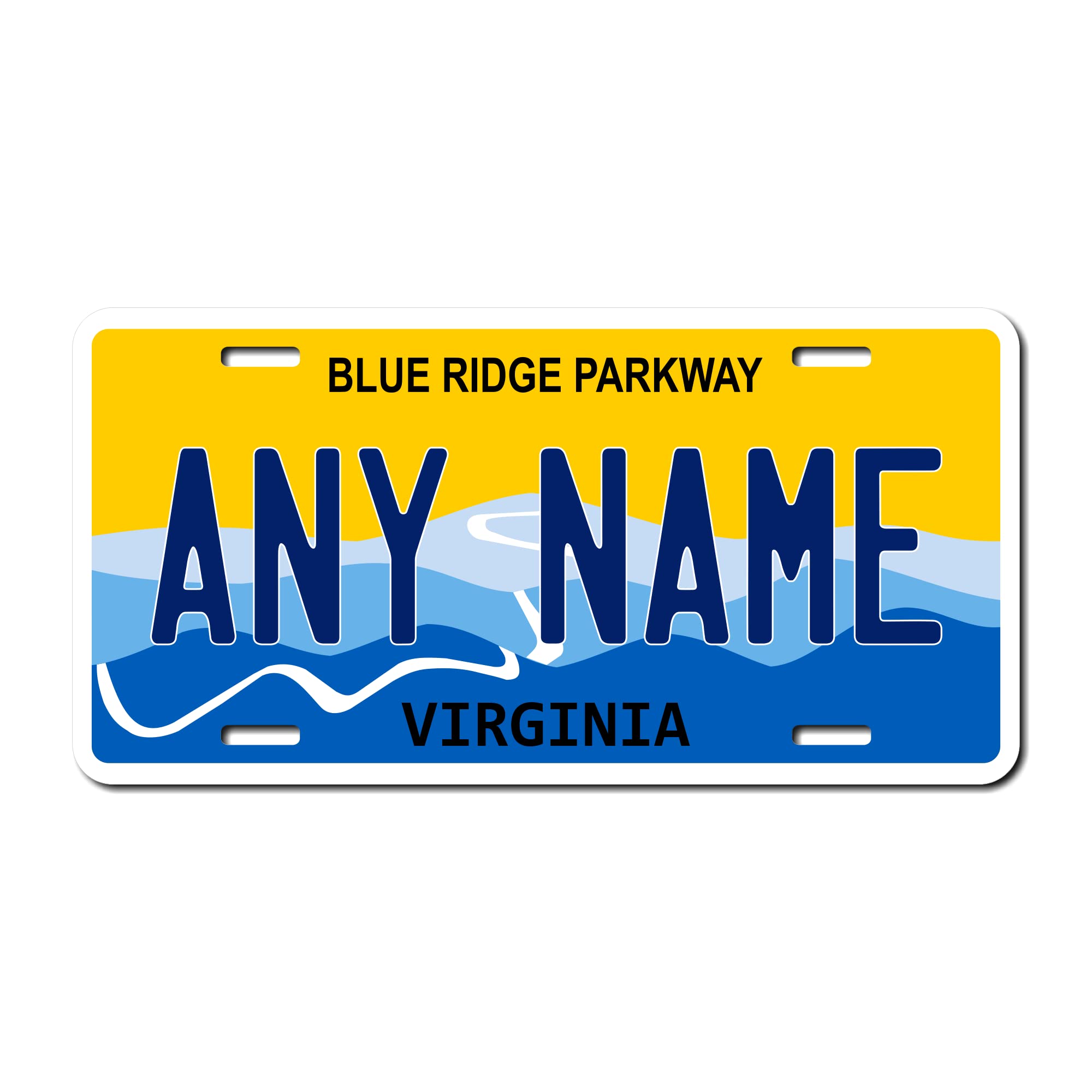 Personalized Virginia License Plate 6 '' X 12 '' (Inches) Aluminum. Add Your Name, Text Or Numbers.Full Size Novelty Plate - Fit