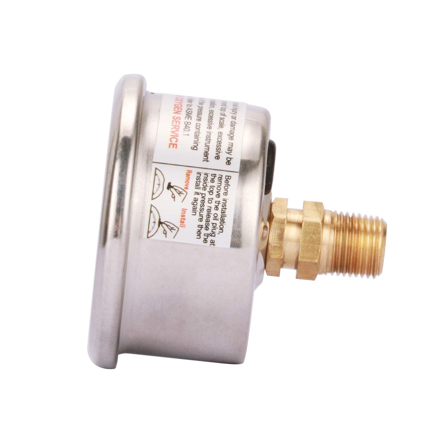 Measureman 1.5'' Black Dial, 304 Stainless Steel Case, Liquid Filled Fuel Pressure Gauge, 0-100Psi, -3-2-3%, 1/8'' Npt Center Ba