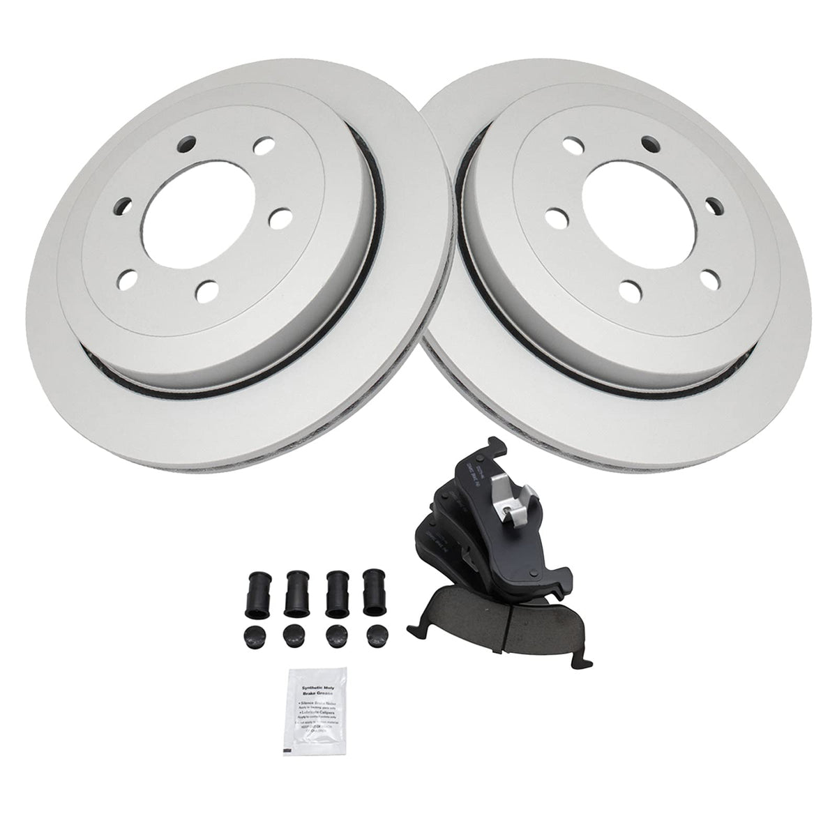 Trq Rear Brake Pad & Rotor Kit Brake Pads Brake Rotor Ceramic Vented Premium G-Coated Compatible With 2007-2017 Ford Expedition