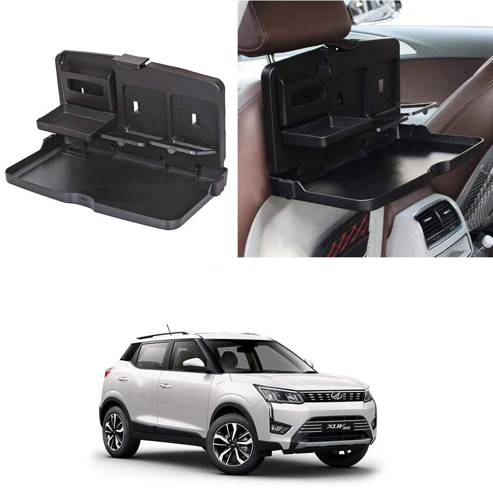 Oshotto (FT02) Car Backseat Food Travel Dining Meal & Snaks Tray & Cup Holder Compatible with Mahindra Xuv300 (Black)  1 Piec