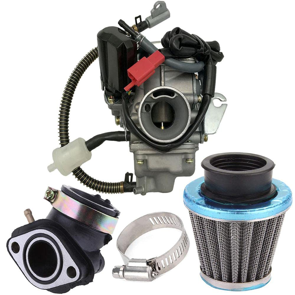 150Cc Carburetor For Gy6 4 Stroke Engines Electric Choke Motorcycle Scooter 152Qmj 157Qmi With Intake Manifold