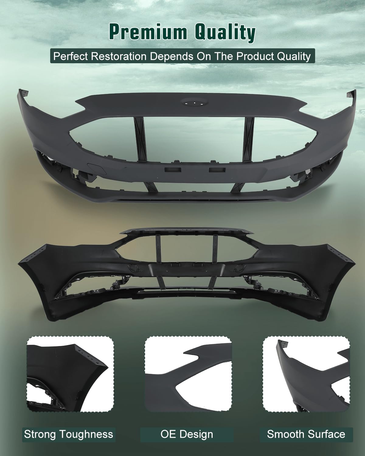 Scitoo Front Bumper Cover Fit For 2017 2018 For Ford Fusion Plastic Bumper Replacement Hs7Z17D957Aptm