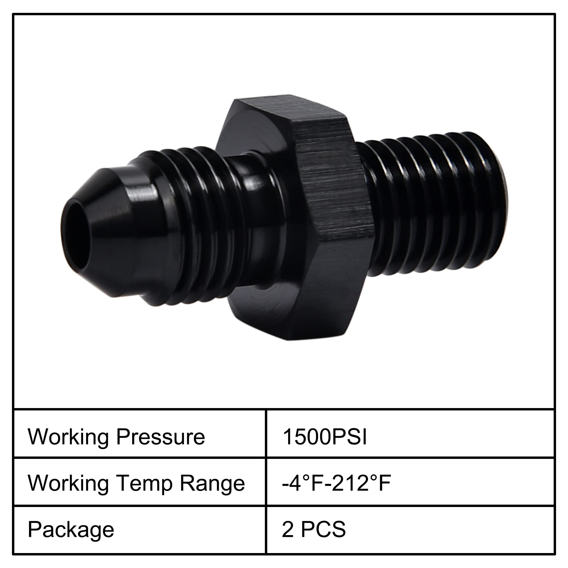 Evil Energy 4An Male Flare To M10 X 1.25Mm Male Metric Fitting Adapter Aluminium Alloy 2Pcs