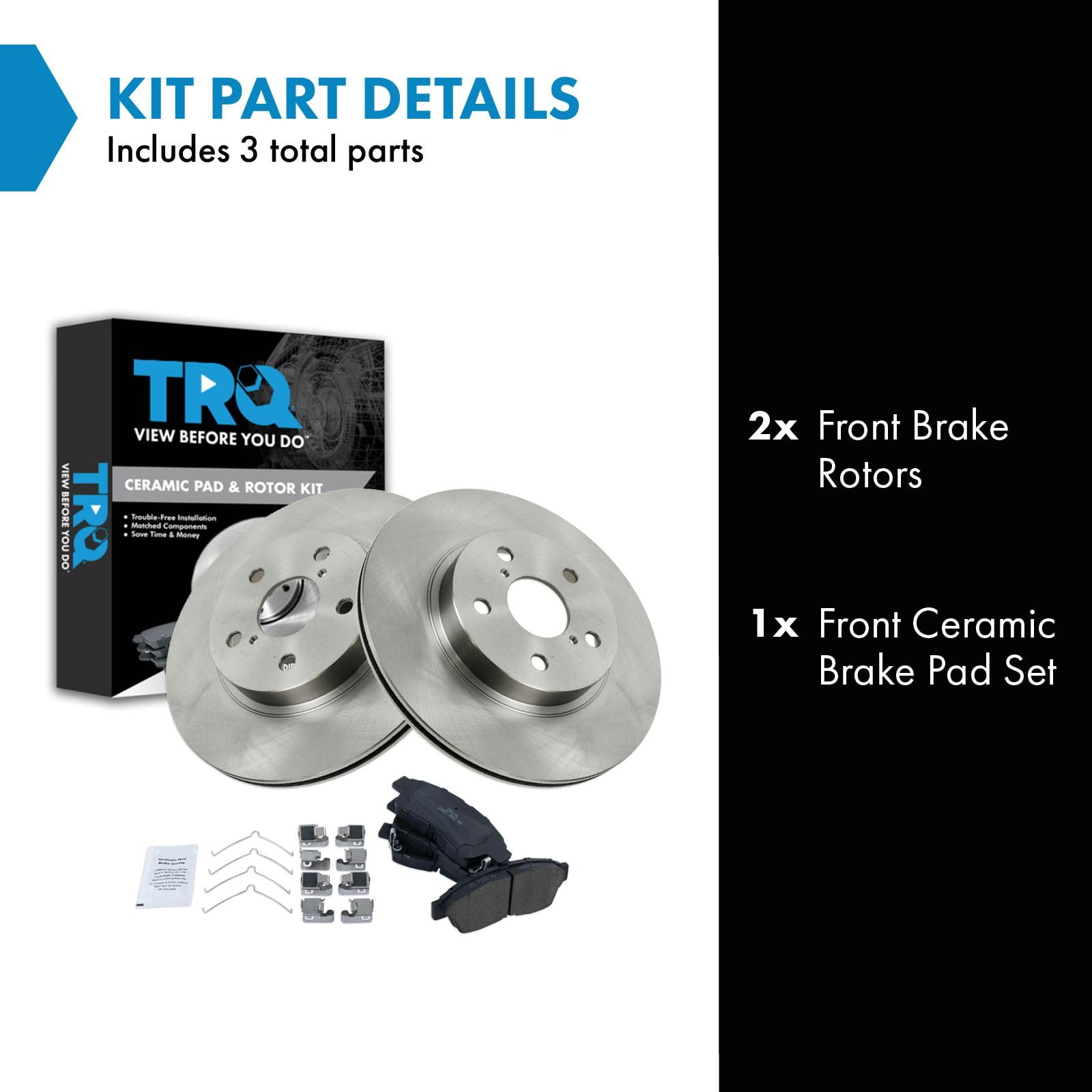 Trq Front Brake Pad & Rotor Kit Brake Pads Brake Rotor Ceramic Compatible With 1996-2000 Toyota Rav4