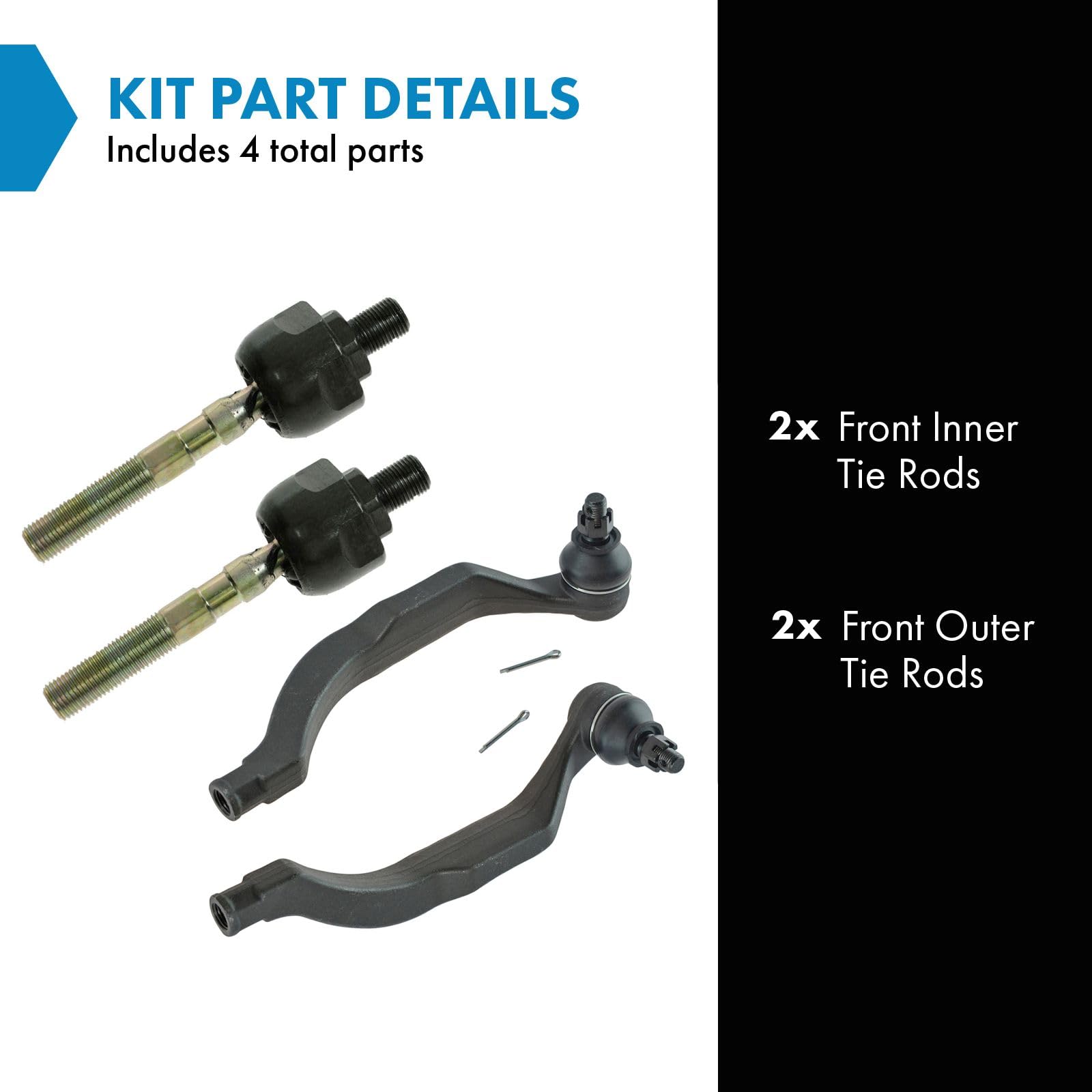 Trq Front Tie Rod Set Compatible With 1996-2004 Acura Rl 1997-1998 Tl