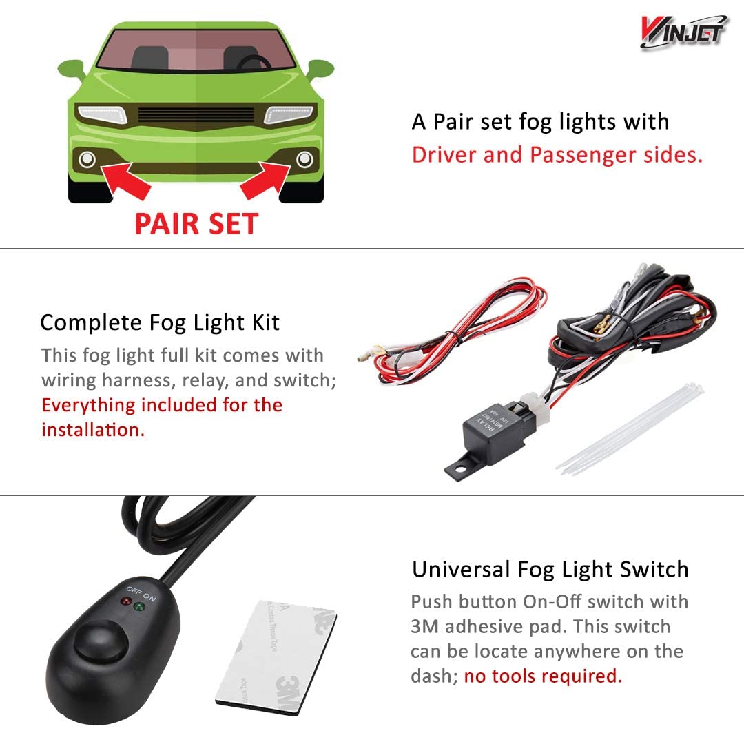 Winjet Wj30-0385-09 Oem Series For [2010-2013 Chevrolet Camaro] Driving Fog Lights + Switch + Wiring Kit