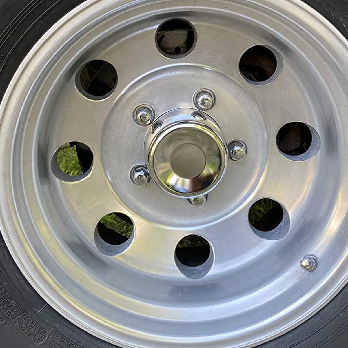 AYZH 4 Pack Chrome Steel Center Caps Push Thru for Trailer Wheel Rims 4.25'' Center Bore