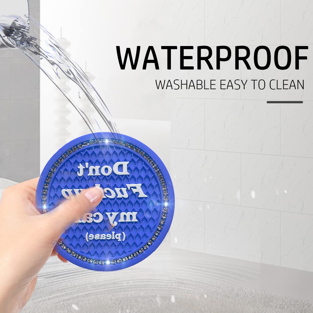 Smeyta Car Cup Coasters 2 Pack - Bling Interior Accessories, Universal Cup Holder Inserts For Suv/Truck (Royal Blue, 2Pc)