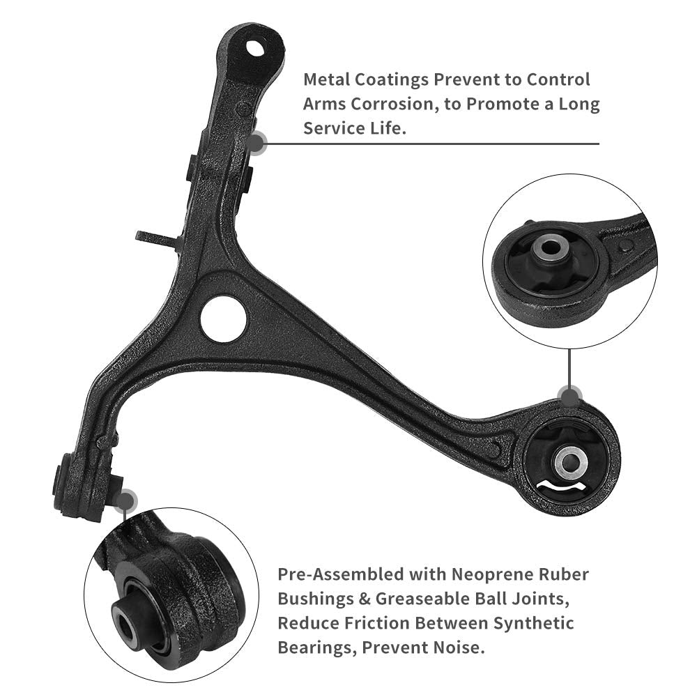 Yitamotor 4 Piece Front Lower Control Arms Kit W/Ball Joint Assembly Compatible With 2003-2007 Accord, 2004-2008 Acura Tsx Sedan