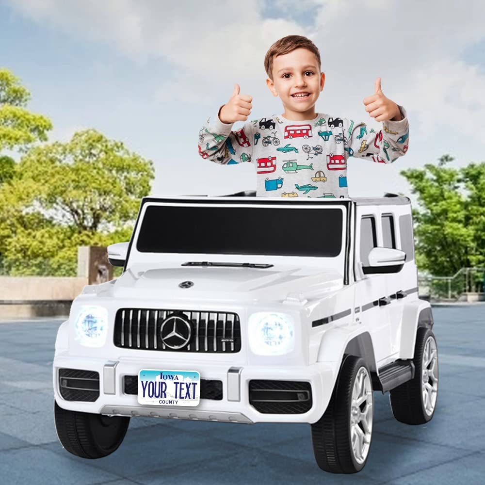 Inkmyplate Personalized Iowa White Small License Plate | Motorcycle 7X4 In | 3 Sizes | Custom License Plates For Kids Bicycles | Power Wheels | Wagons | Atv | Usa Thick .040 Aluminum