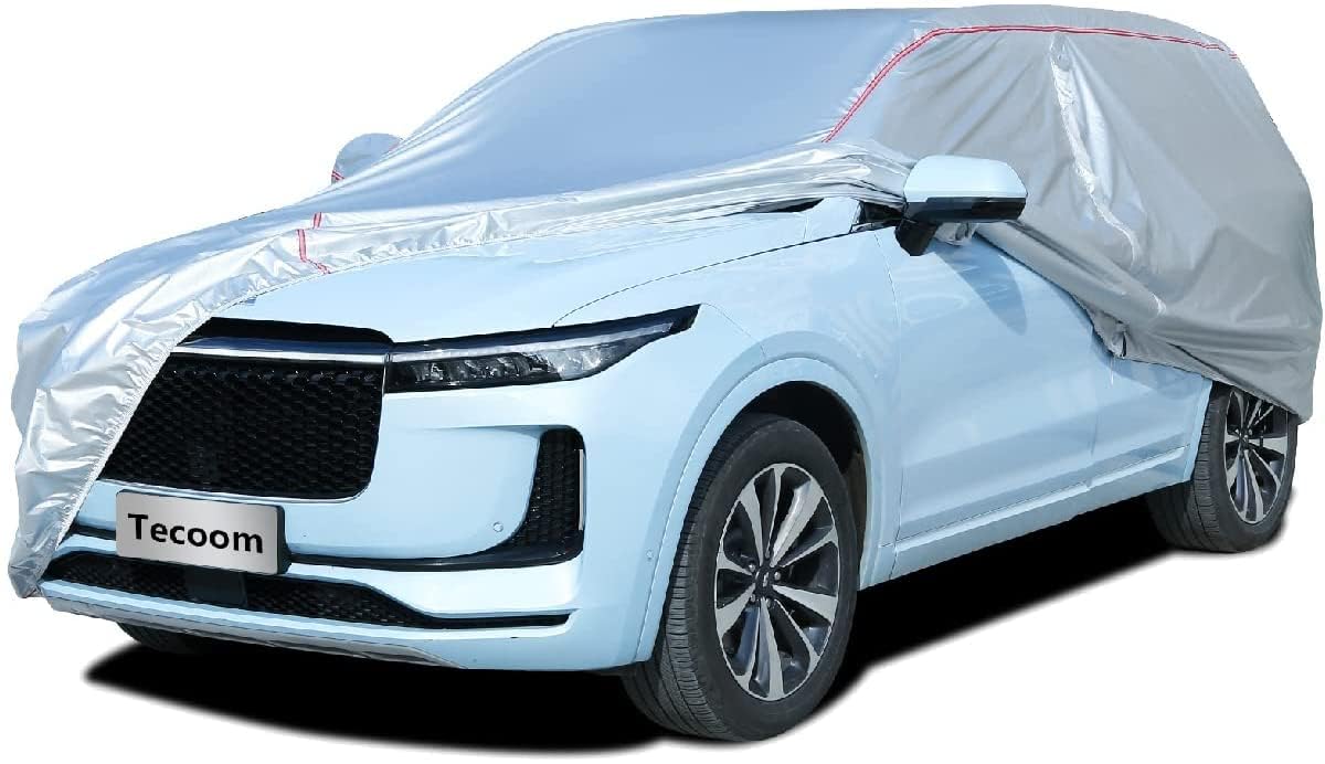 Tecoom Hard Shell Zipper Design Waterproof Uv-Proof Windproof Car Cover For All Weather Indoor Outdoor Fit 206-215 Inches Full-S
