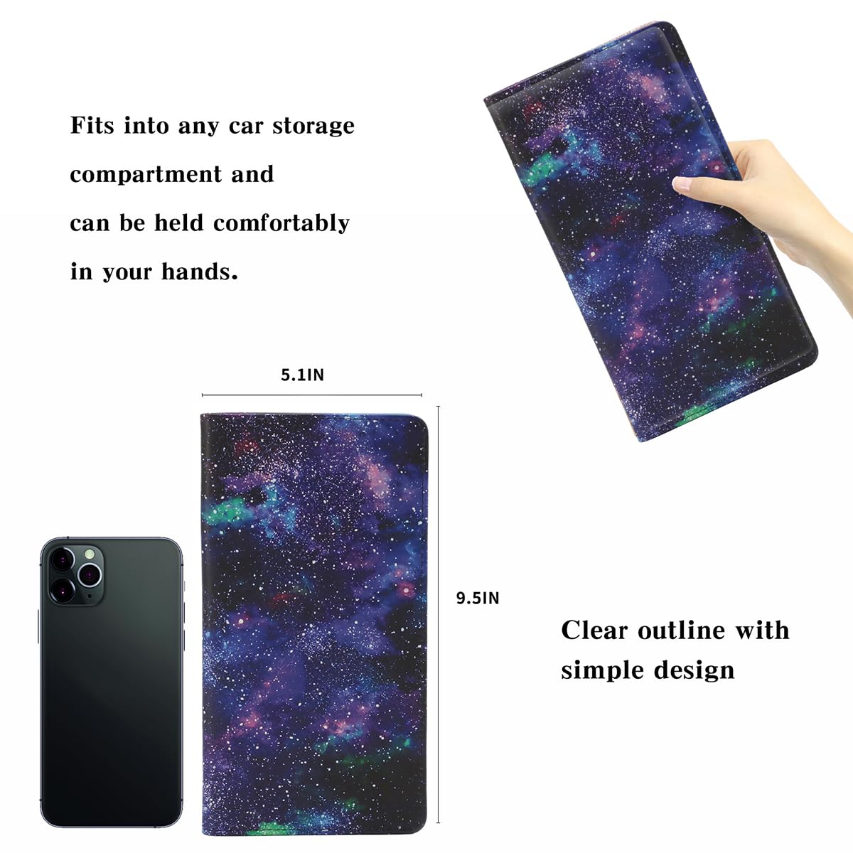 Tildosac Leather Car Registration And Insurance Card Holder, Car Document Holder For Cards License With Magnetic Shut(Purple)