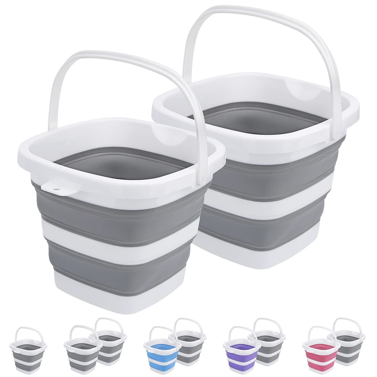 2 Pack Collapsible Buckets 5L 1.3Gallon Small Cleaning Bucket For Household Portable Plastic Bucket Outdoor Car Washing Tub Fold