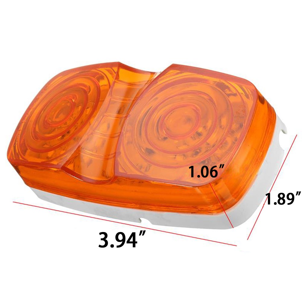 New Sun 8 Pcs 4X2 Inch Trailer Rv Marker Led Light, Bullseye/Tiger Eye/Double Bubble Clearance Light, 10 Leds, Amber/Red 12V Rec