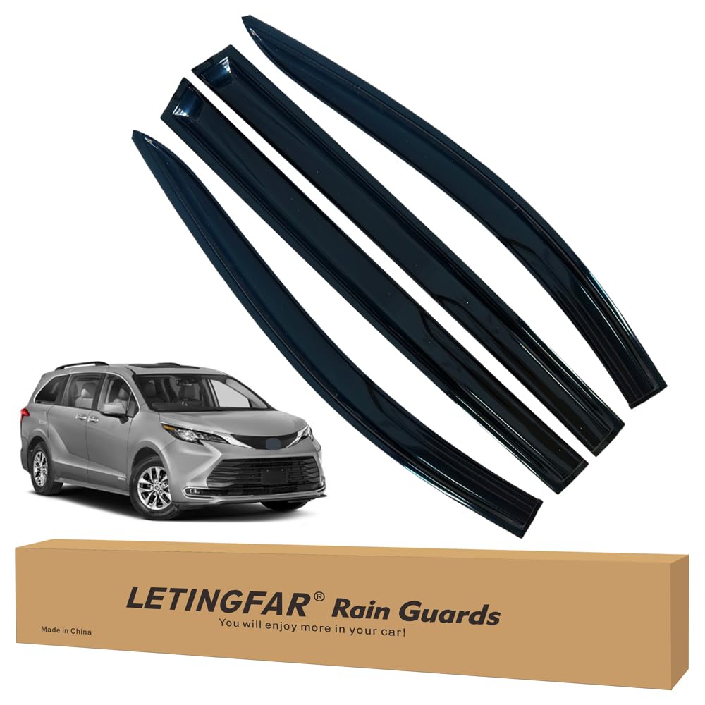LETINGFAR Window Visors Rain Guards for Toyota Sienna 2021 2022 2023 2024 Accessories, Wind Deflectors Vent Shades for Toyota Si