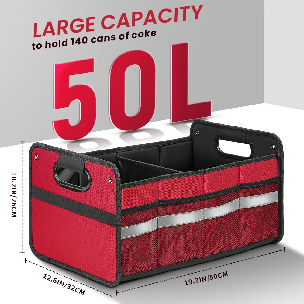 Winhunt Car Trunk Organizer, Car Storage And Organizer Reinforced Handles, 50L Waterproof Polyester Car Accessories Organizer Fo