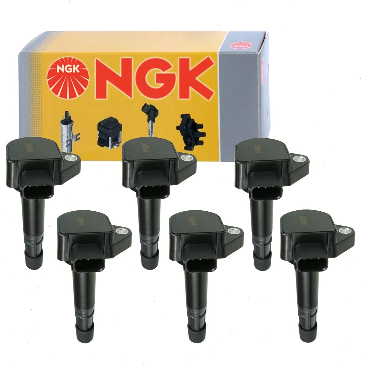 6 pc NGK Ignition Coil compatible with Honda Odyssey 3.5L V6 1999-2010 (Full Shop Pack)