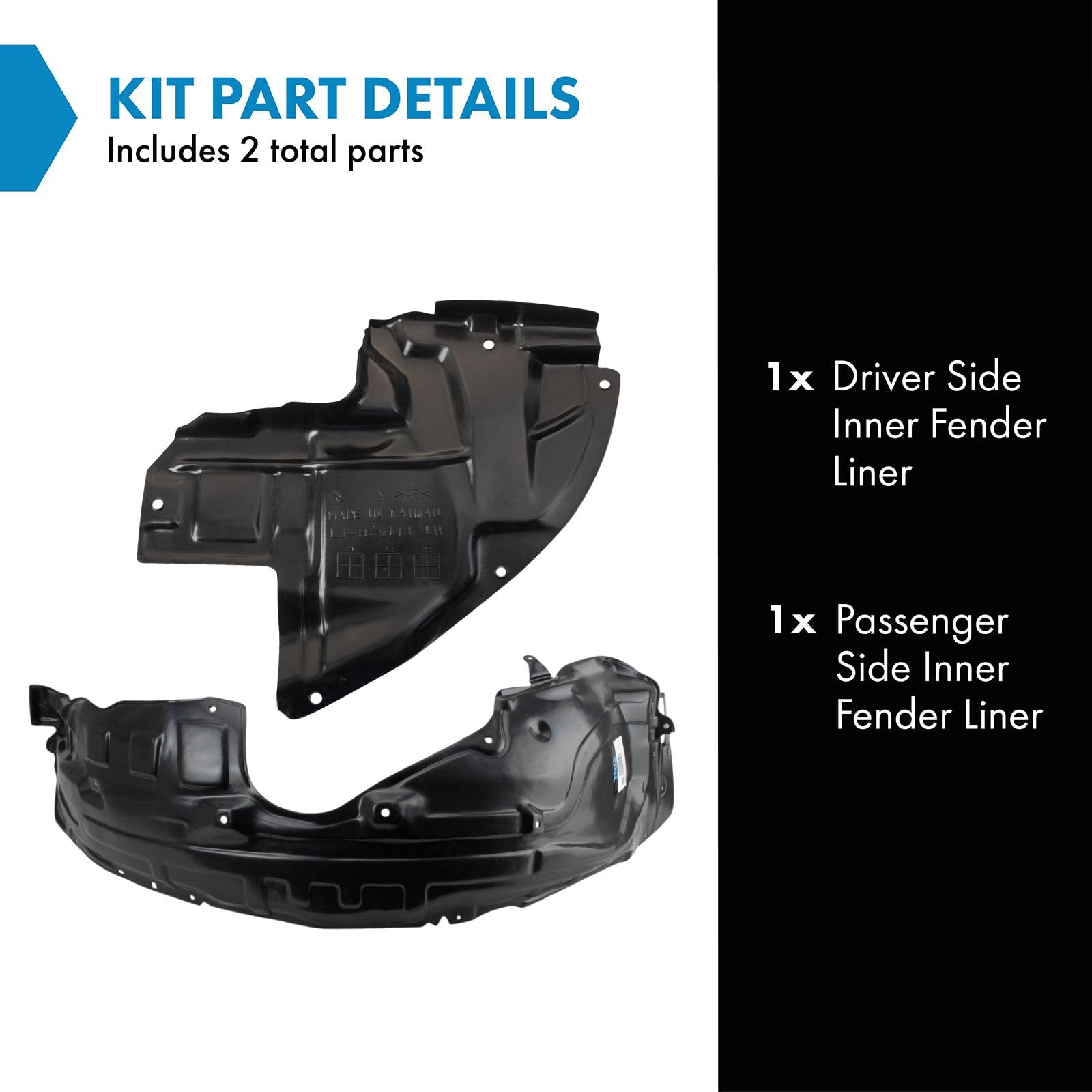 Trq Inner Fender Liner Set Compatible With 2010-2015 Mazda Cx-9 Ma1249141 Ma1249144 Ma1250114