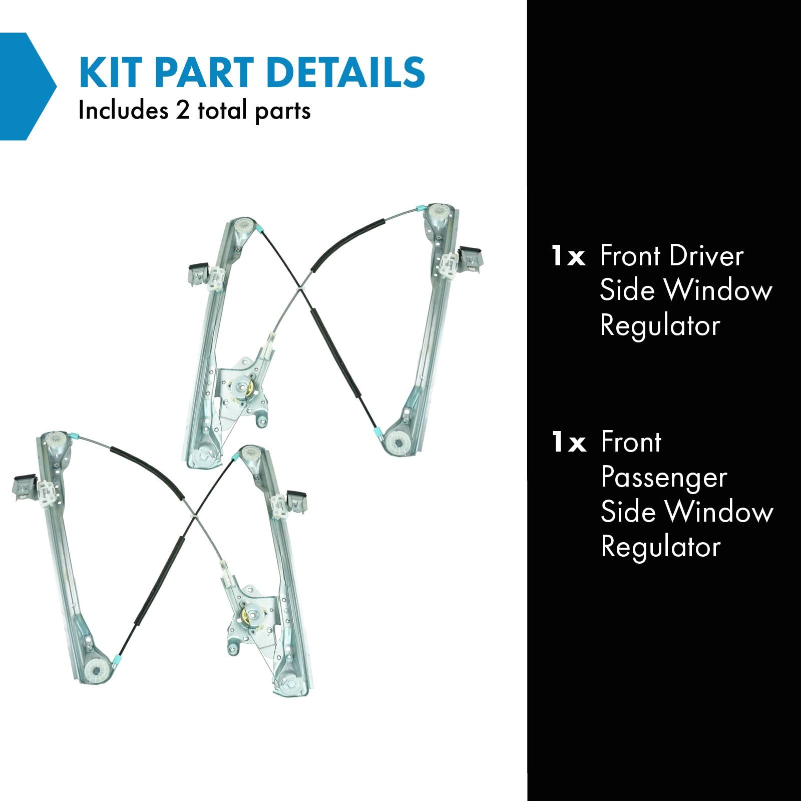 Trq Front Power Window Regulator Set Compatible With 2000-2007 Ford Focus
