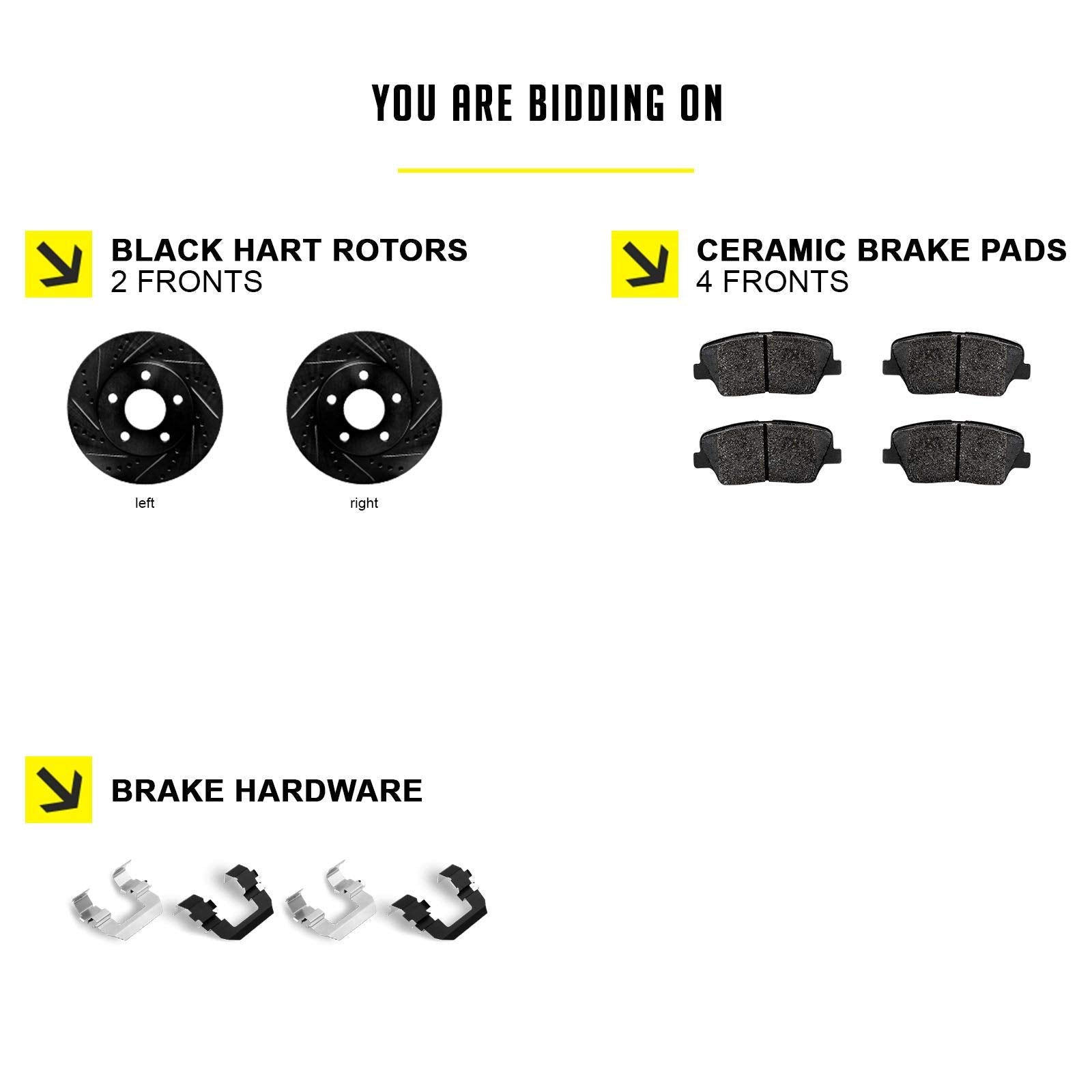 Hart Brakes Front Brakes And Rotors Kit |Front Brake Pads| Brake Rotors And Pads| Ceramic Brake Pads And Rotors - Bhcf.63075.02