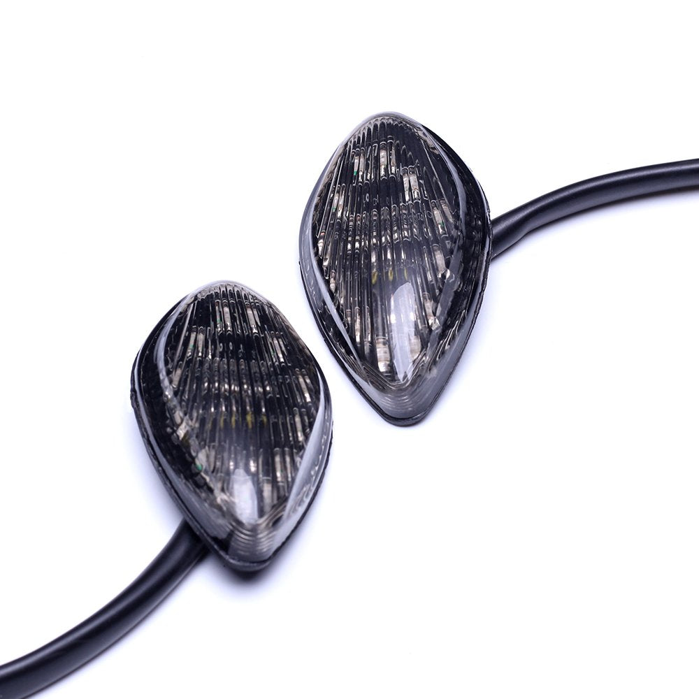 Husuku Led Front Flush Mount Turn Signal Light Brake Blinker Indicator Market Lamp For Honda Grom 2014-2019 -Smoke Lens (Pack Of 2) (Transparent Len)