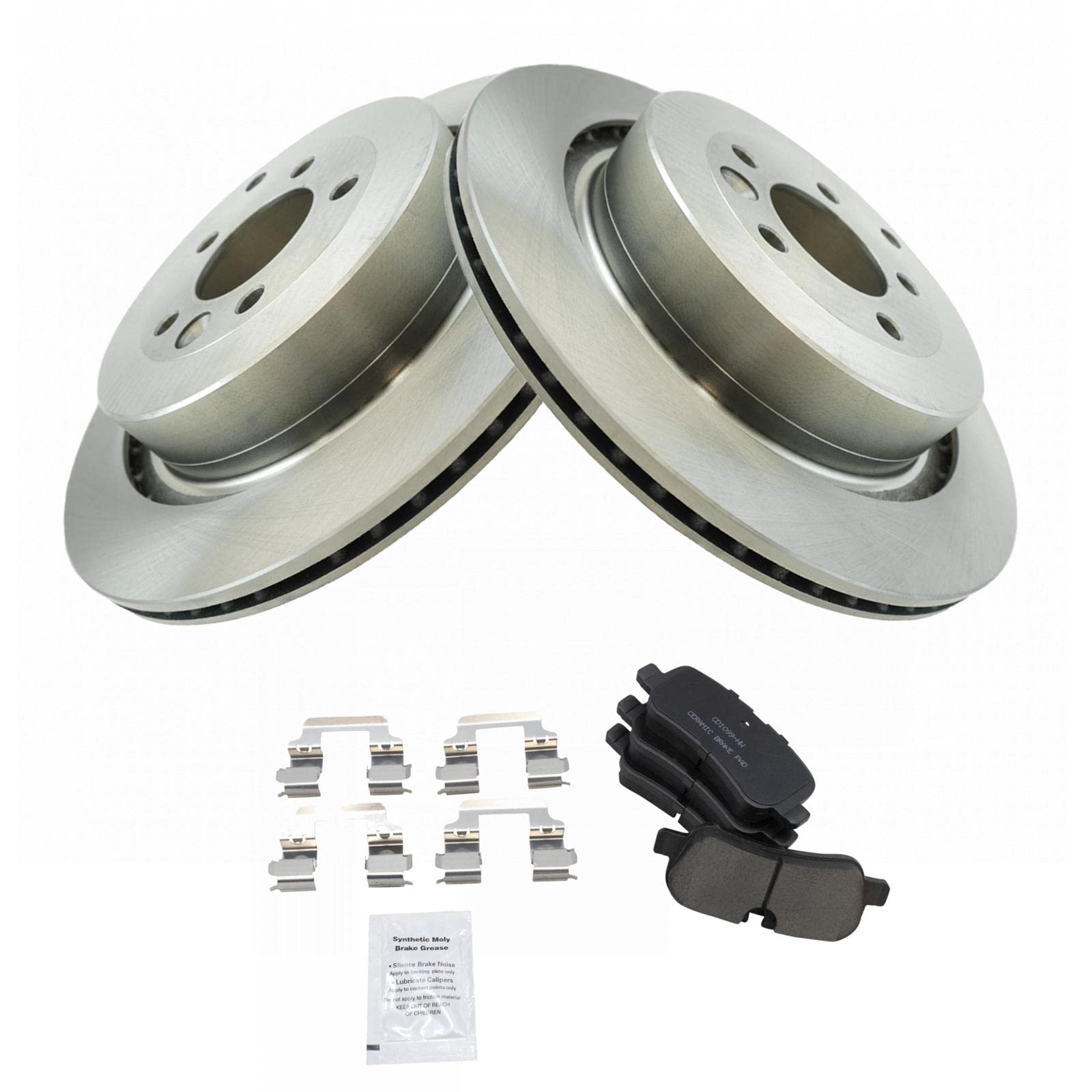 Trq Rear Brake Pad & Rotor Kit Brake Pads Brake Rotor Ceramic Vented Compatible With 2005-2009 Land Rover Lr3 2010-2016 Lr4 2006