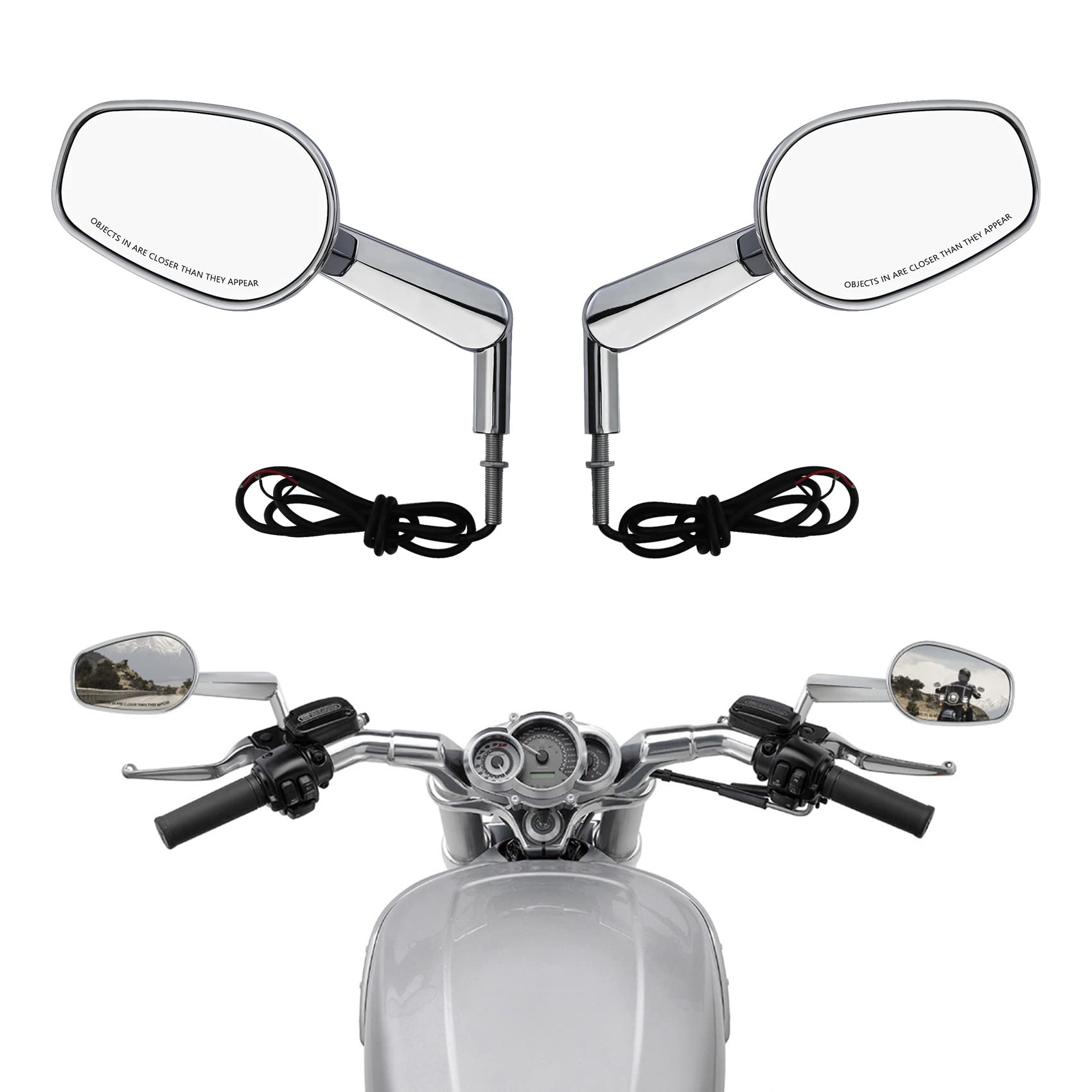 Slmoto New Rear View Mirrors Muscle Led Turn Signals Light Fit For Harley V-Rod V Rod Vrscf