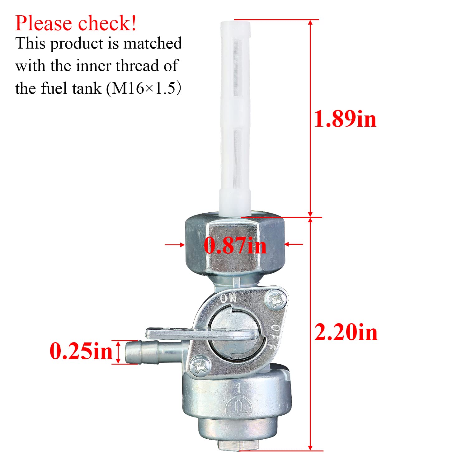 Kikite Gas Tank Fuel Switch Petcock Fuel Shut Off Valve For Predator Generac Generator Parts 3500W-9000W 5.5Hp-16Hp M16X1.5Mm