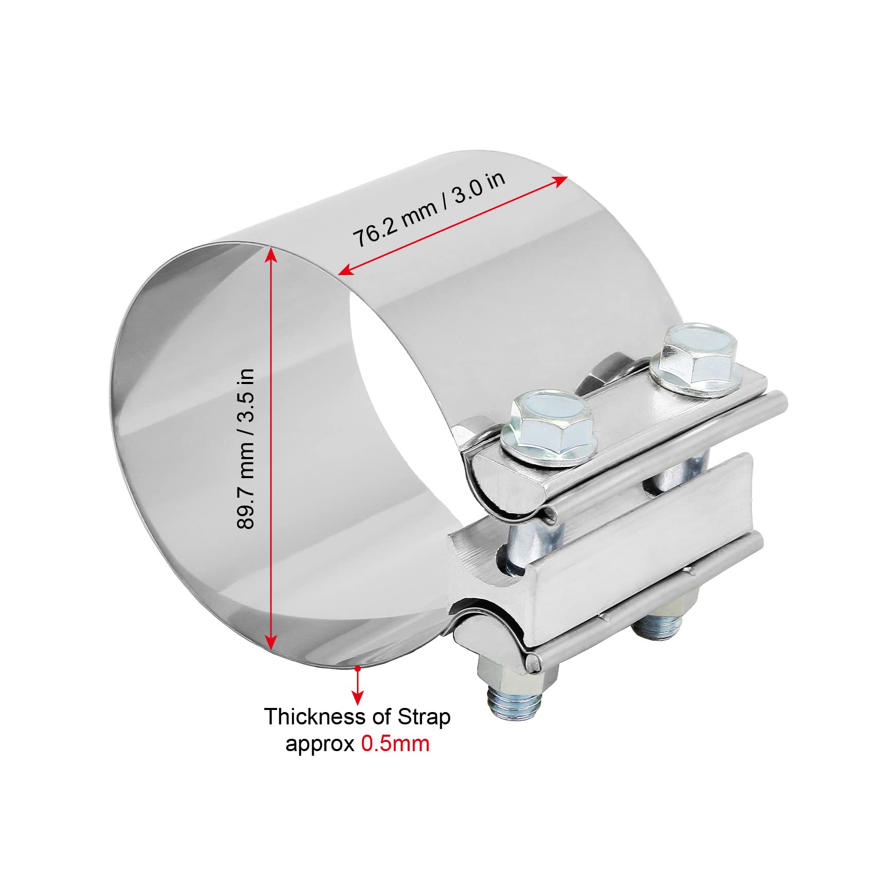 3.5 Inch 3.5' Butt Joint Exhaust Band Clamp Sleeve Stainless Steel 2Pcs