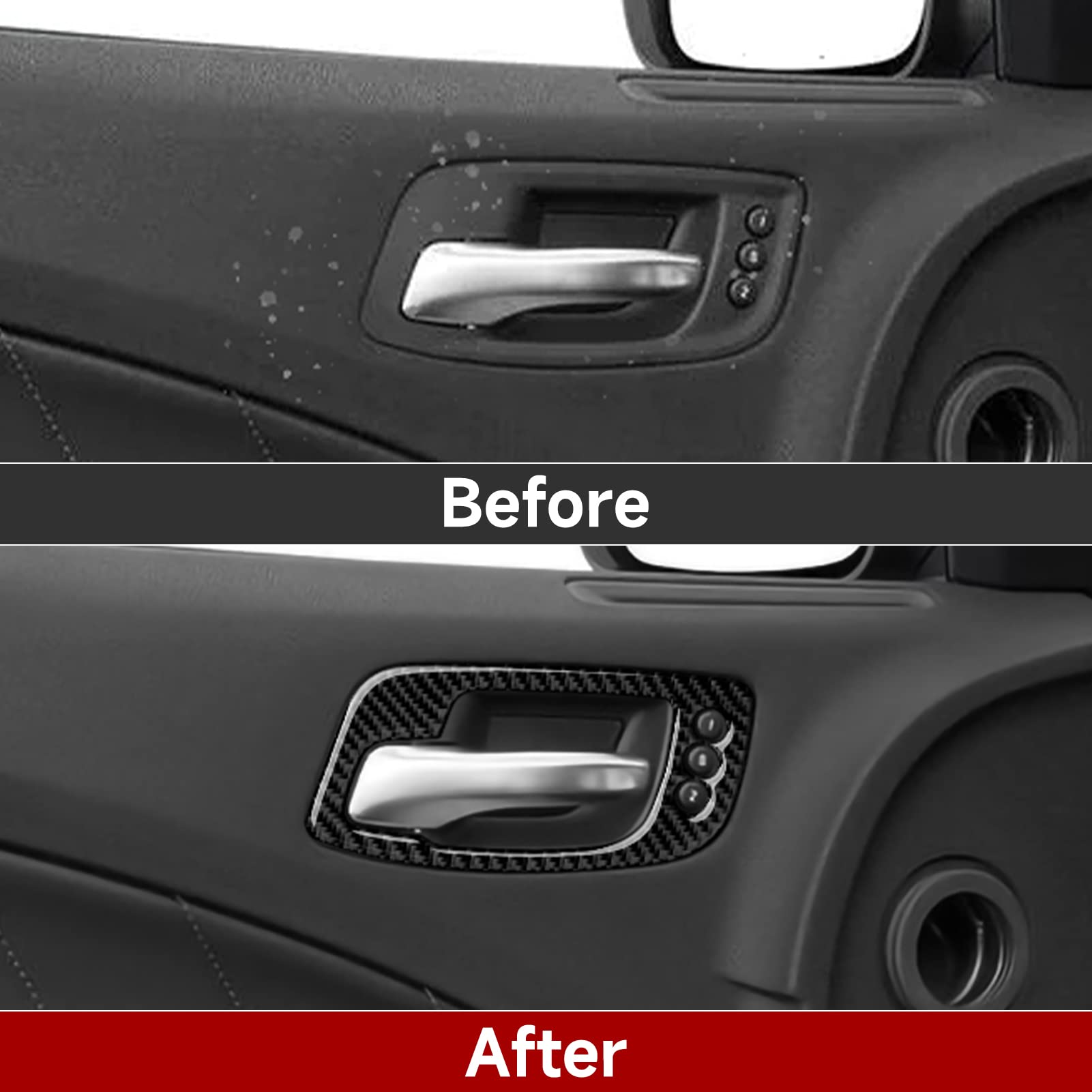 Brmyl Car Inner Door Handle Bowl Decals For 2011-2023 Dodge Charger/Chrysler 300 Accessories Carbon Fiber Interior Stickers (Wit