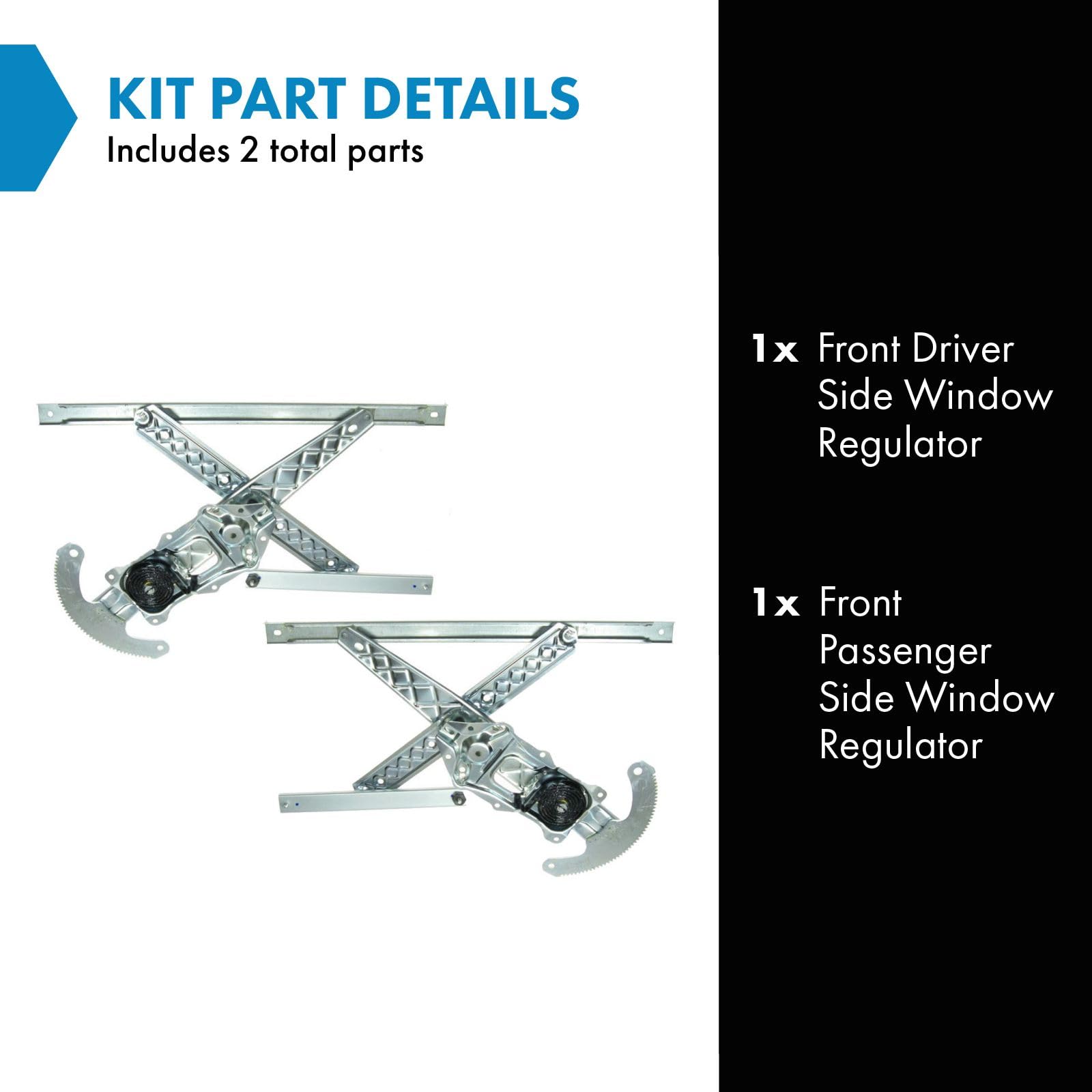 Trq Front Power Window Regulator Set Compatible With 1997-2002 Ford Expedition 2001-2003 F-150 2002 Lincoln Blackwood 1998-2002