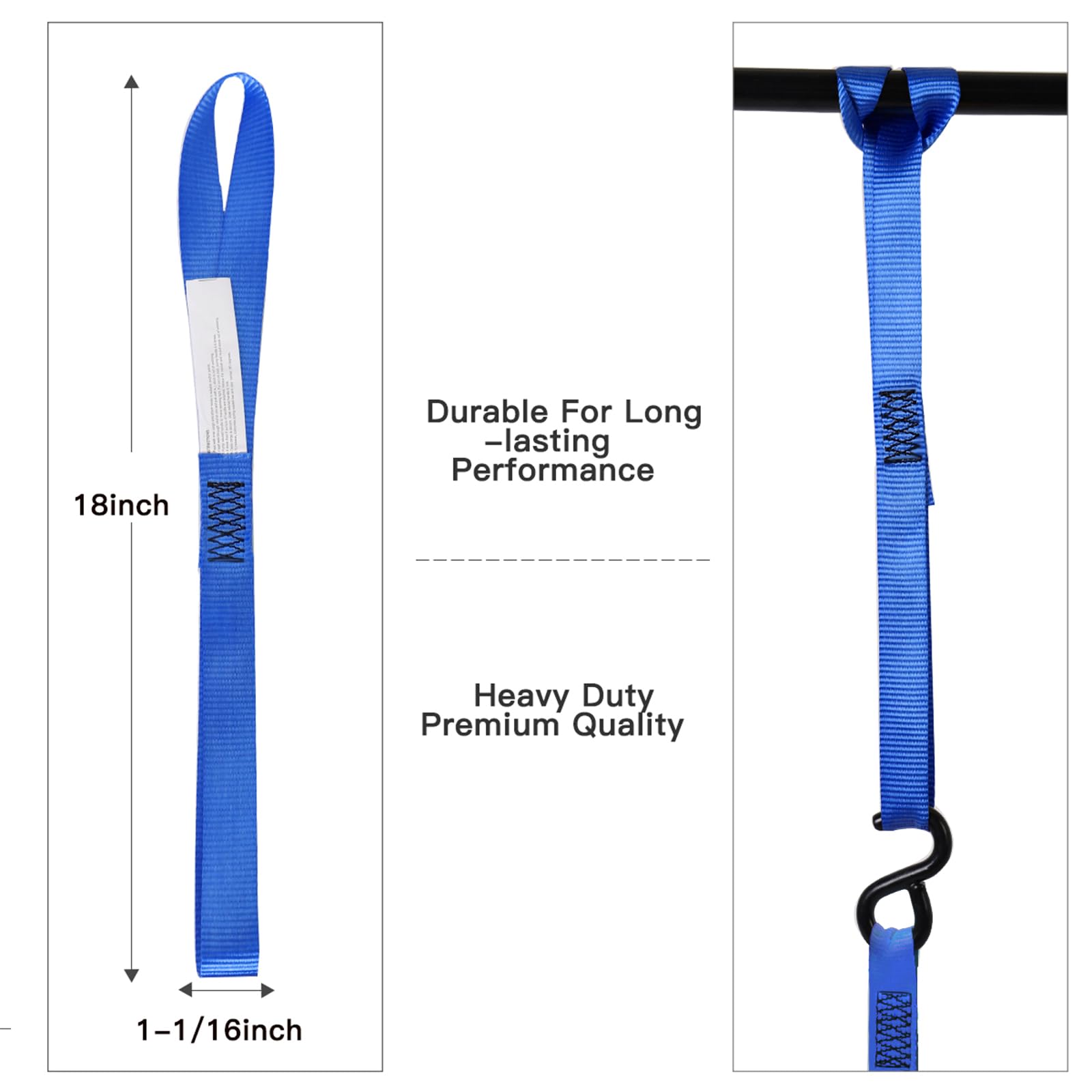 Xstrap Standard Soft Loop Tie-Down Straps - 8Pk 1-1/16 X 18 Inches - 3600Lb Breaking Strength, Loops For Securing Trailering Of Bikes, Atv, Utv, Motorcycles, Scooters, Dirt Bikes, Lawn Equipment, Blue