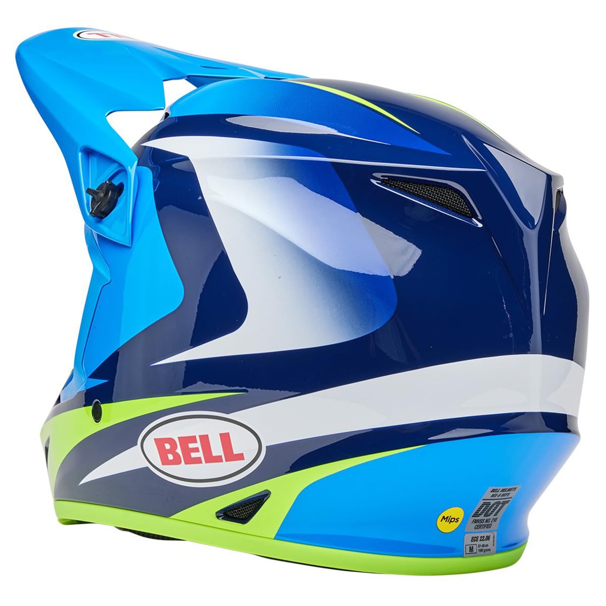 Bell Mx-9 Mips Dirt Helmet (Gloss Jackal Blue/Hi-Viz Yellow - Large)